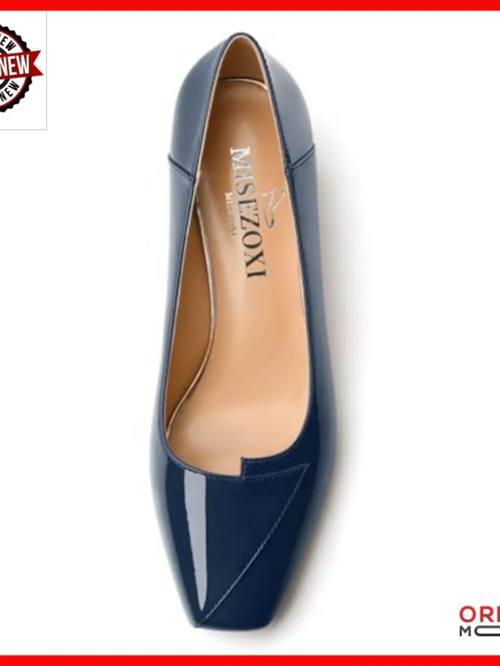 Low Chunky Block Heel Square Toe Patent Dress Pumps Size 9